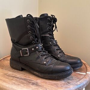 Black Lace-Up Combat Boots